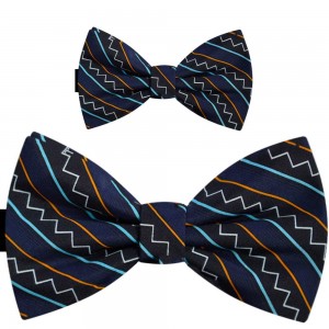 Papioane tată fiu, albastru cobalt, print zig zag